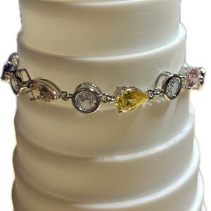 Elegant Silver and Multi-Color Gemstone Bracelet NWOT